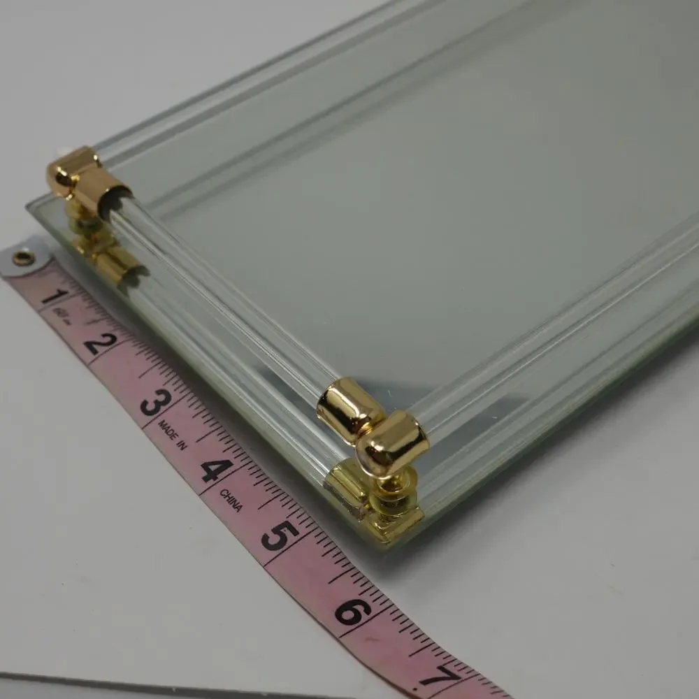 Vintage New Glass Brass Acrylic Vanity Tray 6x16